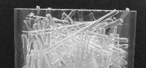plastic rods in a
transparent container